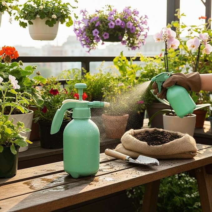 Spray Bottle Pressure Sprayer Pump Sprayer Handheld Sprayer Garden Sprayer with Adjustable Nozzle and Ergonomic Grip Construction 2L Suitable for Home Cleaning Patio Maintenance