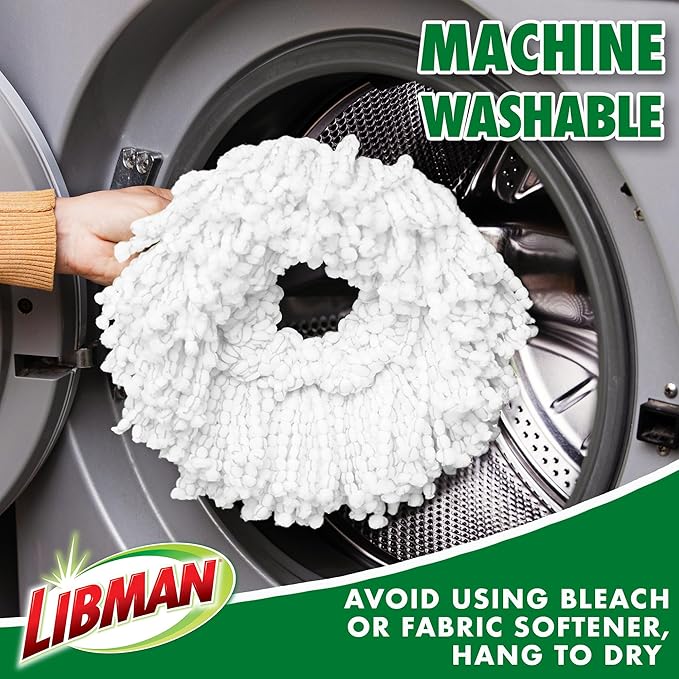Libman Tornado Spin Mop Refill Microfiber Heads, 2 Pack | Microfiber replacement heads for Libman Tornado Spin Mop System; case pack of 2.