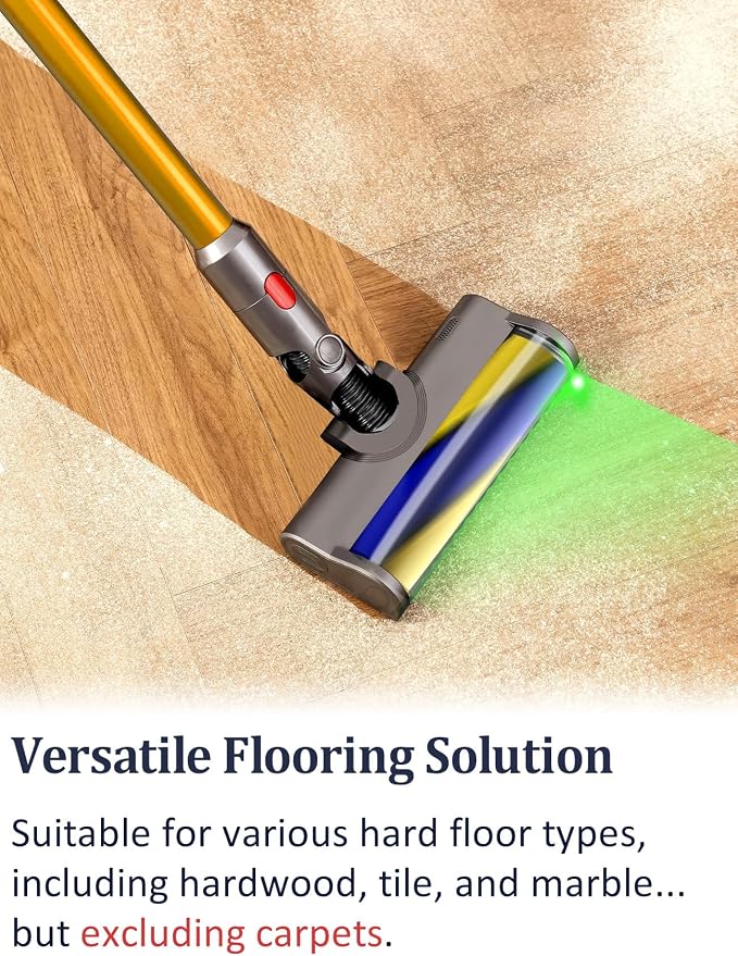 Vacuum Attachments with Dust Detect Green Light for Dyson V7 V8 V10 V11 V15 Cordless Cleaners, Hard Floor Soft Roller Brush Head Motorhead Replacement Accessories Parts