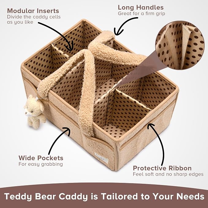 Diaper Caddy Organizer for Changing Table, Storage Basket for Wipes, Gift for Baby Shower, Car Organizer, Nursery Organizer, Portable Storage