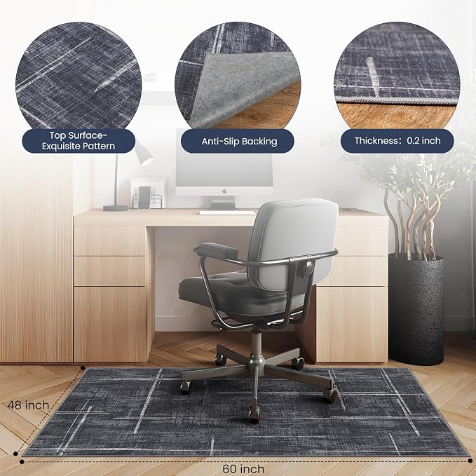 Office Chair Mat for Hardwood Floor&Tile Floor,48"X 60" | Heavy Duty Desk Chair Mat for Hard Floors,Under Desk Rug for Rolling Computer Chair,Anti Slip,Low Pile Carpet Floor