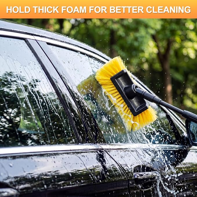Vesici 8 Pcs Car Wash Brush Head with Soft Detailing Bristle Flow Thru Car Cleaning Brush Exterior Cars Wash Equipment for Auto Truck RV Boat Camper Washing, 10 Inch (Yellow)