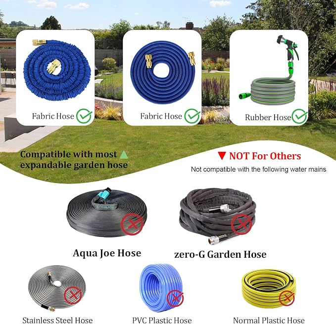 Expandable Hose Repair Kit, Solid Brass Hose End Repair Part for 3/4" GHT Quick Connector, Replacement Fitting for Flexible or Retractable Garden Water Hose, Quick Connector Not Included, 1 Pack