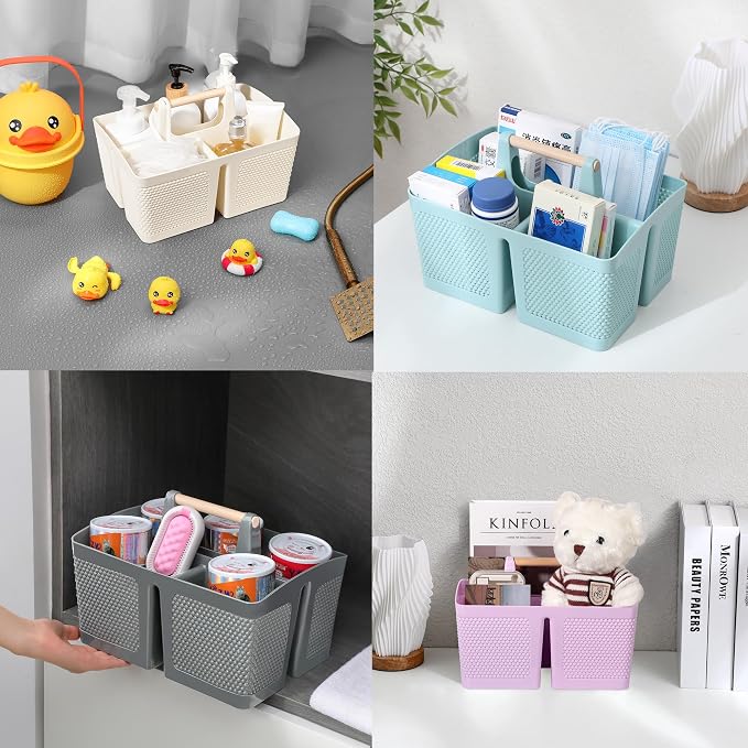 Plastic Shower Caddy, Portable Shower Basket with Handle, Light Purple | Cleaning Caddy Organizer for Bathroom, College Dorm Room Essentials, Storage Tote