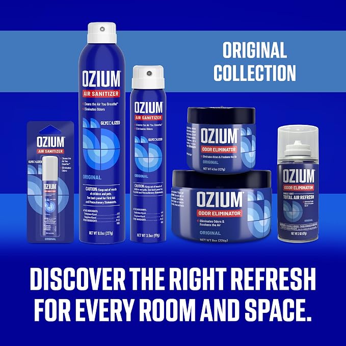 Ozium 2 Oz. Single-Shot Odor Eliminator, Single Shot Total Air Refresh | Anywhere Odor Eliminator, Car Air Freshener, Wild Cherry, 4 Pack