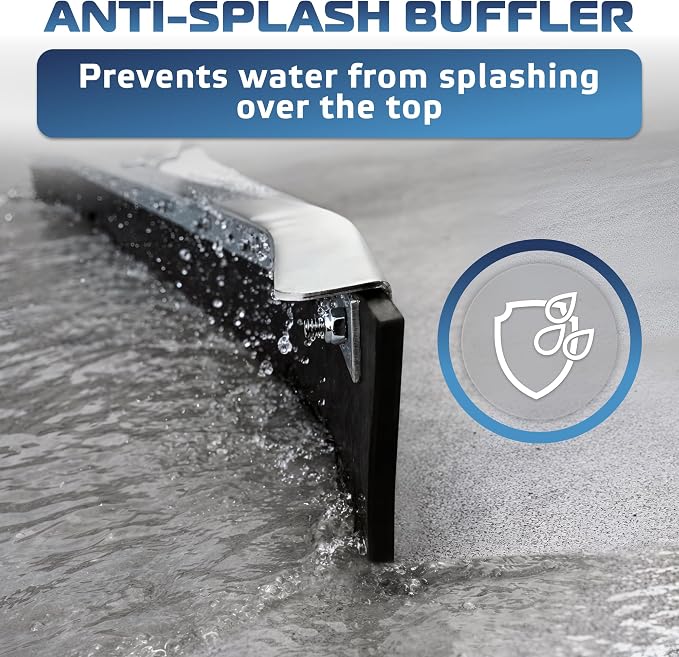 Curved Floor Squeegee 24’’, Rubber Blade Garage Squeegee, Taper Pole Connection - Handle Sold Separately for Tiles, Concrete and Asphalt