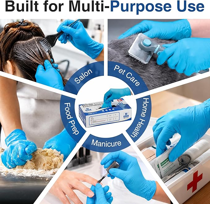 Schneider Medical Exam Glove, Gloves Disposable Latex Free, Powder Free | 3-Mil, Blue Nitrile Gloves, Food Safe Gloves, Cooking Gloves, Cleaning Gloves