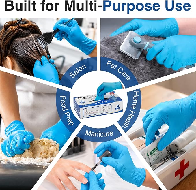 Schneider Nitrile Gloves, Gloves Disposable Latex Free, Powder Free | Black / Blue, 4-Mil, Medical Exam Glove, Food Safe Gloves, Cooking Gloves, Cleaning Gloves