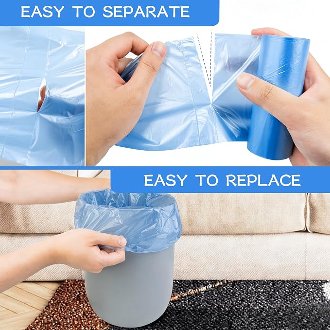 0.5 Gallon Mini Trash Bags, 300 Count Desktop Wastebasket Bin Liners, Small Plastic Bags for Home Office Kitchen, Blue