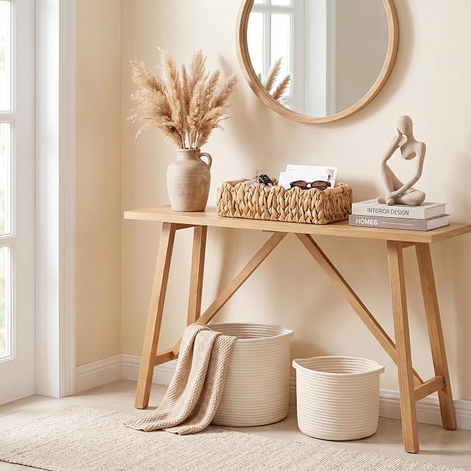 StorageWorks Toilet Paper Storage Baskets, Living Room Organizers | Scalloped Wicker Basket for Living Room, Decorative Scalloped Baskets for Storage, Wicker Baskets for Organizing and Decor