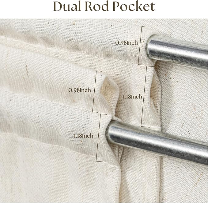 Beige 2 Panels 25 x 68 Inch Sidelight Curtain for Front Door Privacy | Semi Sheer Light Filtering, Boho Natural, Linen Textured Curtains, Dual Rod Pocket, for Bedroom Patio Door Window, W25xL68
