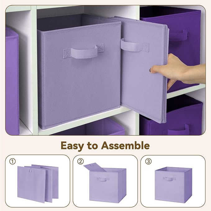 GRANNY SAYS 11x11 Cube Storage, 8-Pack Fabric Storage Bins, Purple Gradient | Collapsible Storage Boxes with Thickened Base Plate, Sturdy Handles, Decorative Baskets for Shelves, Closet