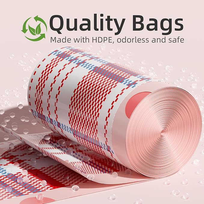 4 Gallon Trash Bags, Small Garbage Bags with Drawstring and Printed Striped Design, Tear-Free, Leakproof & Durable Small Trash Bags for Bathroom, Office, 50 Count