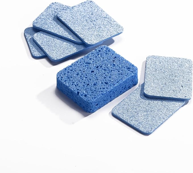 Fox Run Blue Natural Dish Sponges, Set of 12 Non Scratch Kitchen Sponges | Easily Clean Plates, Pots & Glasses | Dish Sponges For Nonstick Pans | Kitchen Cleaning | Reusable Kitchen Scrub Sponge Set