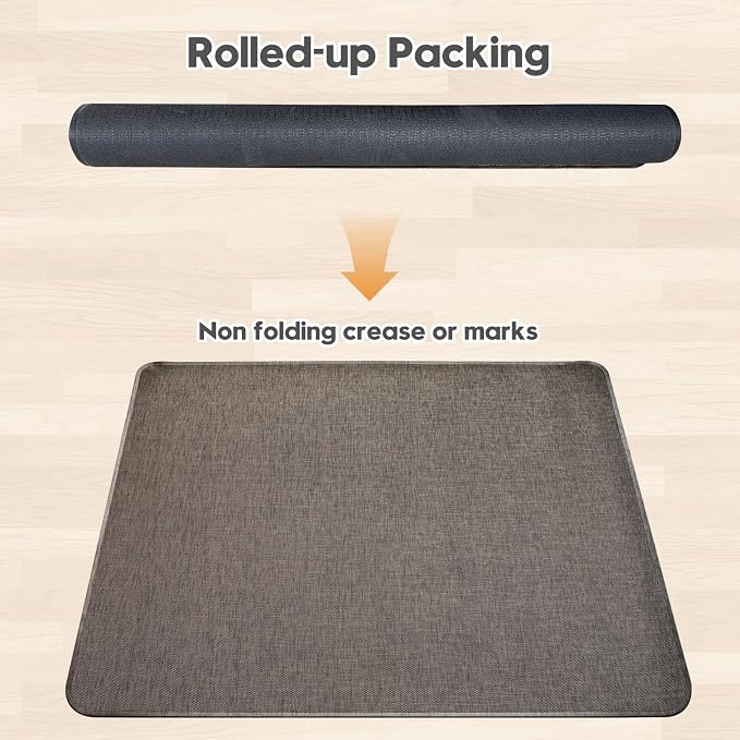 Sycoodeal Office Chair Mat for Hardwood & Tile Floor, 40" x 48" Heavy Duty Computer Gaming Chair Mat for Rolling Chairs Non-Curve, Anti-Slip, Floor Protector for Home Office (Coffee)