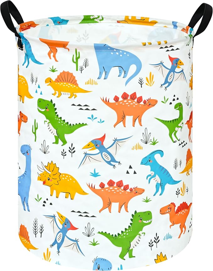 Colorful Dinosaur Laundry Basket,Dragon Nursery Hamper,Toy Basket for Boys | Collapsible Waterproof Kids Laundry Basket With Handle,Multi-scene Organizer for Home Bedroom,Jurassic Dinosaurs Gift Bin