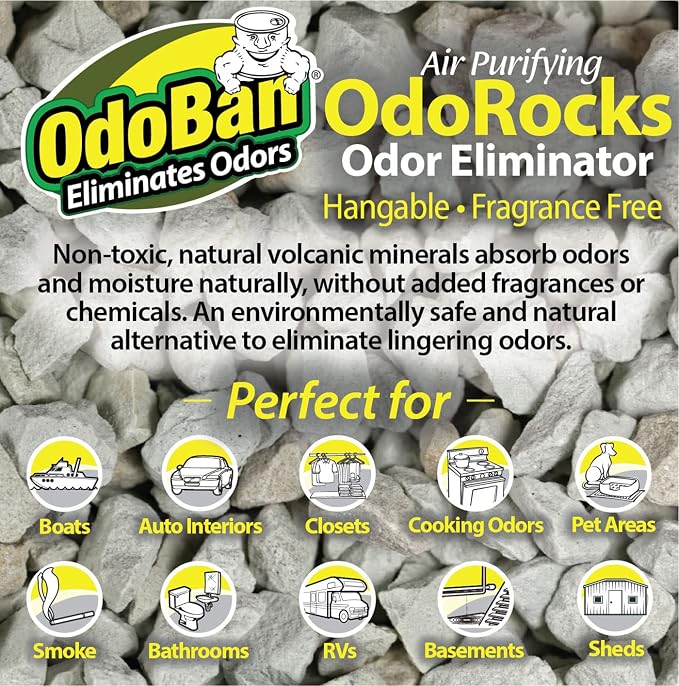 OdoBan Air Purifying OdoRocks Natural Odor Eliminator Made from Natural Volcanic Rocks, 2 Pound Bag, Fragrance Free (Pack of 2)