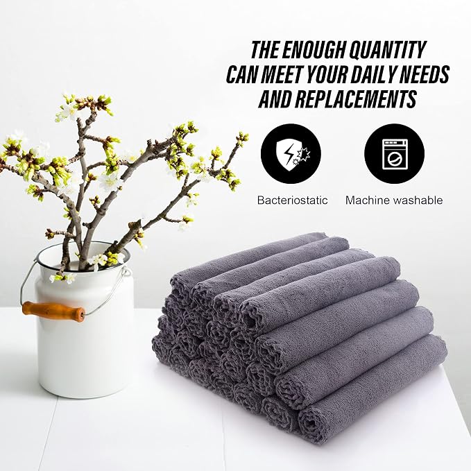MOONQUEEN Ultra Soft Premium Washcloths Set - 12 x 12 inches - 72 Pack - Quick Drying - Highly Absorbent Coral Velvet Bathroom Wash Clothes (Grey)