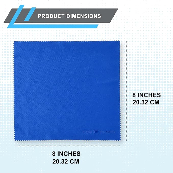 Eco-Fused Microfiber Cleaning Cloth - 8 x 8 Inch Microfiber Cloth - Pack of 5 Lens Cleaning Wipes - Cleaning Cloth for Glasses, Eyeglasses, Camera Lens & Phones