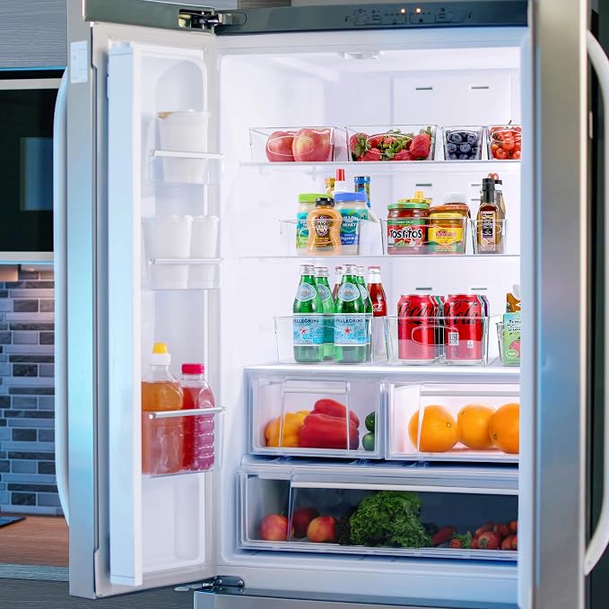 Sorbus Fridge Organizers and Storage, Clear Bins (Large, 10 Pack) | Handles support easy access and transport for pantry shelves, freezers, drawers and medicine-cabinet organization.
