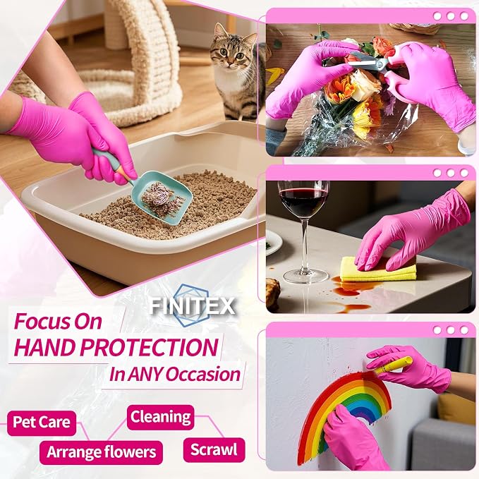 FINITEX Nitrile Disposable Latex-Free Gloves - 3.5mil 100/1000PCS Powder-Free Latex Free Cleaning Medical Exam Food Gloves