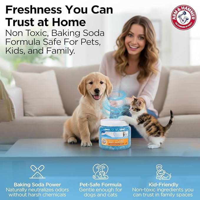 Arm & Hammer Pet Scents Deodorizing Gel Beads, Fresh Breeze, 12 Oz | Long-lasting odor control for rooms, closets, and small spaces, no plug-in or spray needed