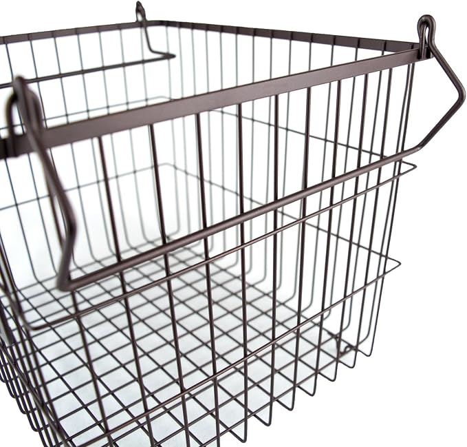 DII Metal Wire Utility Storage Bin, Large Rectangle, 13x10x11", Bronze