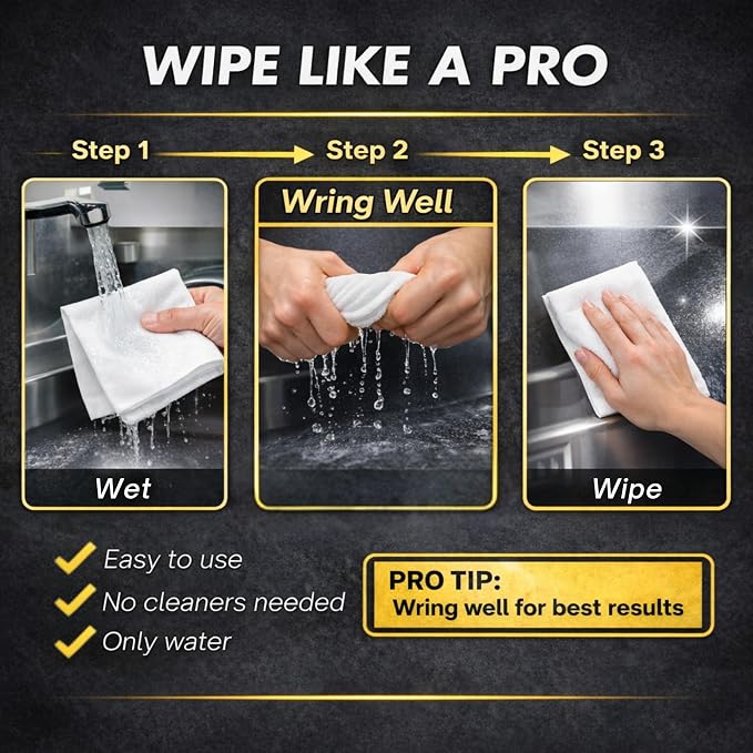 Streak Free Cleaning Cloth 3 Pack Clean Any Surface with Just Water Eco Friendly Environmentally Safe Perfect for Window, Mirror, Kitchen, Counters, Appliances, Car, Cycle, TV Screen