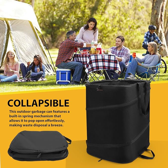 YUDI & GARDEN 46 Gallon Square Collapsible Yard Waste Bin | Collapsible Trash Can for Collecting Weeds, Leaf, Yard and Party Waste