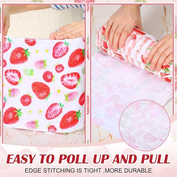 Reusable Kitchen Cloths Cotton Towel, 36 Pack, Strawberry | Washable 9.84x11.81in, Paperless Towel Rolls Bulk, Cleaning Cloth Napkins for Dishes