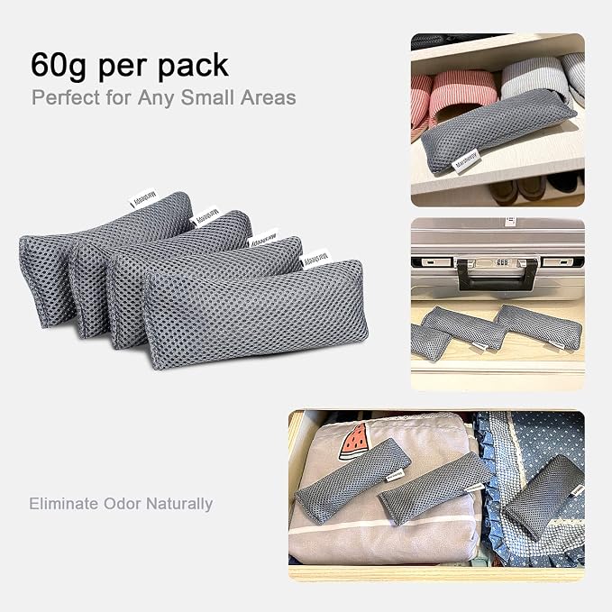 12 Pack Charcoal Shoe Deodorizer Bags inserts, Shoe Odor Eliminator,Drawer Deodorizers, Activated Charcoal Odor Absorber for Gym Bag, Car, Pet, Closet | 100% Natural Shoes Smell Remover，eliminates odor naturally,can be reused up to two years