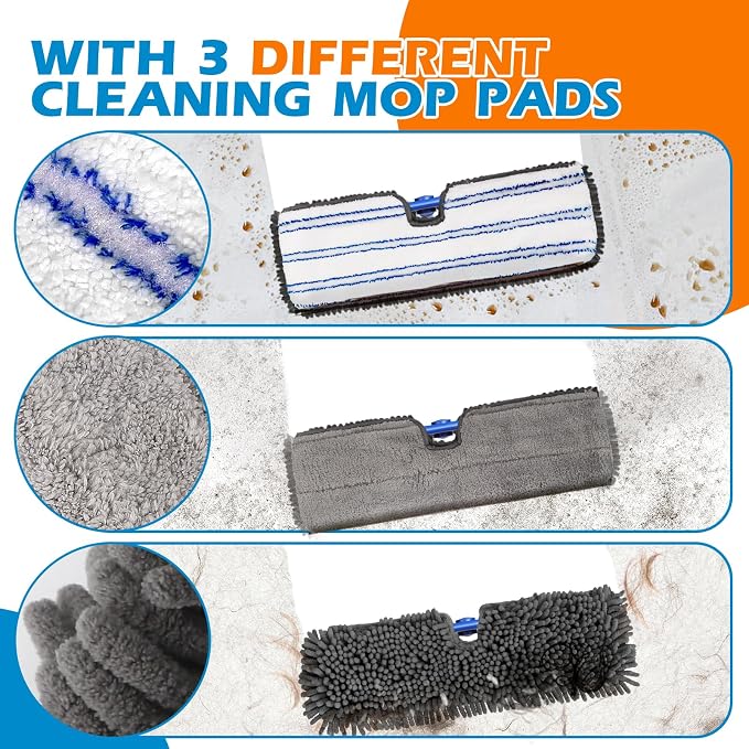 Masthome Flip Microfiber Mop, Wet Dry Dust Mop with Adjustable Handle | 4 Washable Mop Pads,50.4" Long Handle,Hair Scraper,Works on Hardwood,Tile, Laminate Indoor Floors