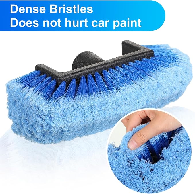 Tanlade 2 Pcs Car Wash Brush Heads Soft Bristle Flow Thru,10 Inch,Blue | Replacement Heads for Exterior Cleaning, Compatible with Auto Truck RV Boat Camper, Gentle Bristles Protect Paint Finish
