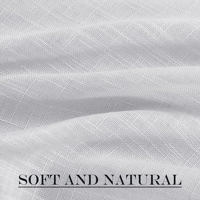 NICETOWN Light Grey Sheer French Door Curtain for Kitchen Half Window | Light Filtering, Rod Pocket, Linen French Door Semi Sheer Curtain(30 x 40 inches Length, Single Panel with Tieback Included)