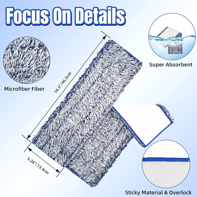 3 Pack Microfiber Dusting Pad for Bona Family of Mops | Washable & Reusable Pads for Bona Hardwood Floor Cleaner Mop, Mop Pads Refill for Hard Surface Floors