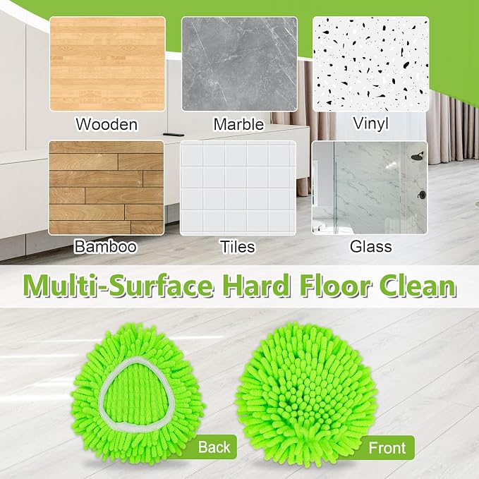 Mop Heads Replacements,Mop Replace Heads Compatible with Ocedar RinseClean 2-Tank Spin Mop,Reusable Mop Head for Wet/Dry,3 Pack Chenille&Microfiber Dust Mop Refills for Multi-Surface Floor Cleaning