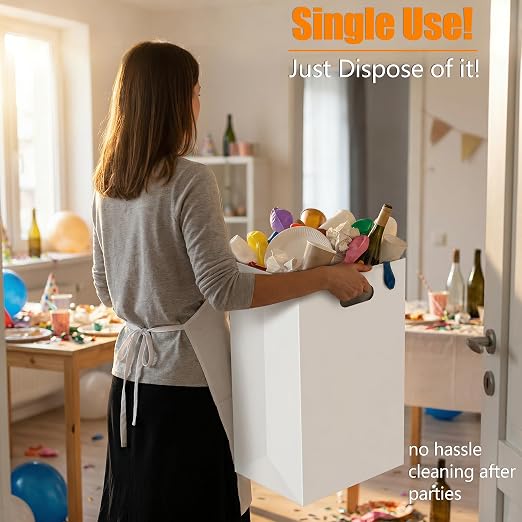 Hongmed Disposable Trash Can for Parties, 13 Gal Pop-up Paper Garbage Bins, Heavy-Duty Recyclable Cardboard Receptacle for Birthday, Wedding, BBQ, Holiday Cleanup, Holds 50+ Cans, 4 Pack