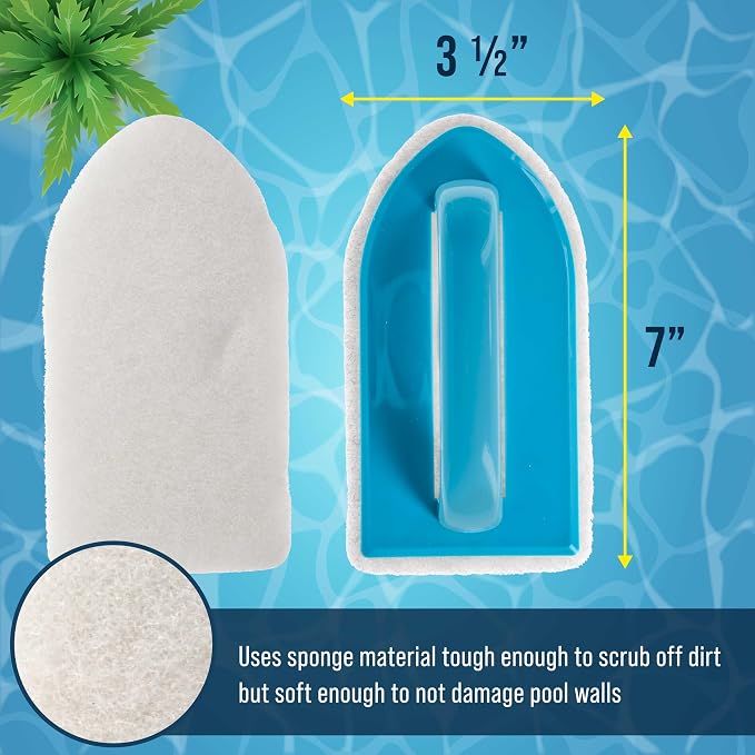 U.S. Pool Supply Hand-Held Pool Scrub Brush, 2 Pack, Surface Scrubbing Pad | Scouring Sponge Pad, Clean Pool Tile & Grout, Walls, Vinyl Liners, Spas - Cleaning Remove Stains Kitchen Bathroom Tub Shower