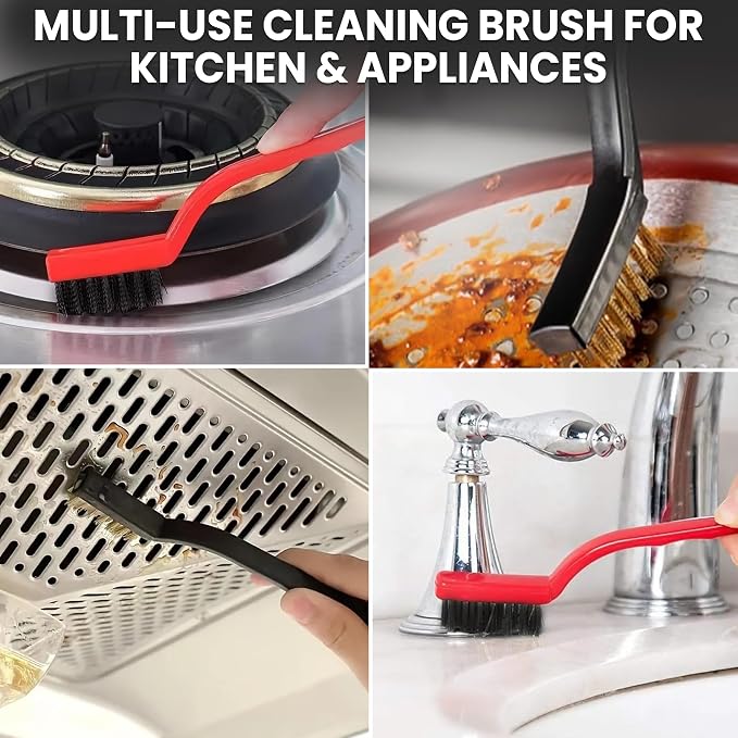 8 Pcs Crevice Cleaning Brush Set Hard Bristle Tools for Narrow Spaces | Multi-Purpose Grout Brush for Bathroom, Shower, Window Tracks & Kitchen Cleaning, Perfect for Gaps, Grooves and Tight Areas