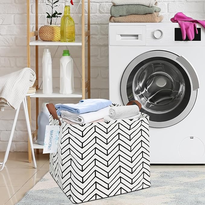 Square Storage Baskets Children Shelves Gift Toy Organizer Room Geometric | Laundry Hamper Collapse Canvas with Handles for Organizing Home Kitchen Children Toys Office Closet Shelf