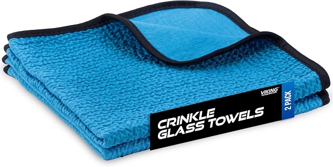 VIKING Glass Microfiber Cleaning Cloth for Car, 16 inch x 16 inch, 2 Pack | Microfiber Cleaning Towels for Car and Home, Glass Towels for Mirror and Picture Frames, Car Detailing Kit