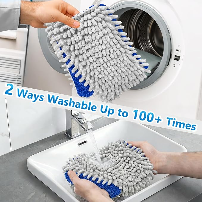 Reusable Mop Pads for Enspoway Dust Mop: Double-Sided Microfiber Refills | Washable Chenille Absorbent Pads Replacement for Hardwood Laminate Kitchen Bathroom Tile Floor Cleaning, Only for B0FRDZDTMP
