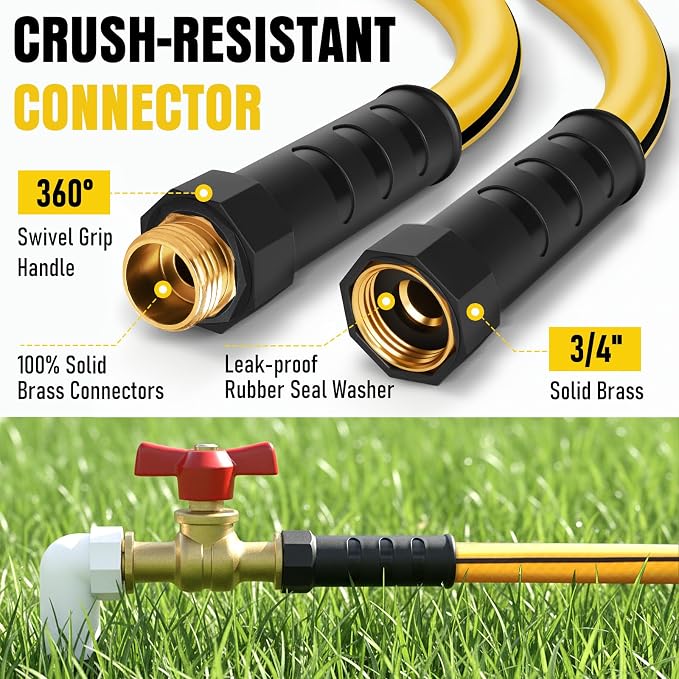 Heavy Duty Garden Hose 35ft, NON-EXPANDABLE Flexible Water Hose, Kink Resistant Lightweight Hybrid Hose, Leakproof Hose Male to Female Fittings