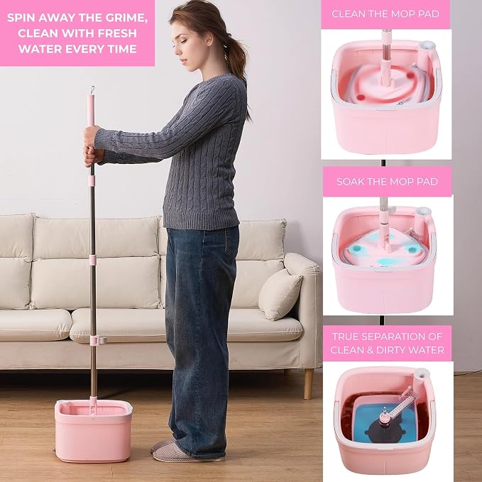Heavy Duty Mop for Floor Cleaning Separates Clean from Dirty Water