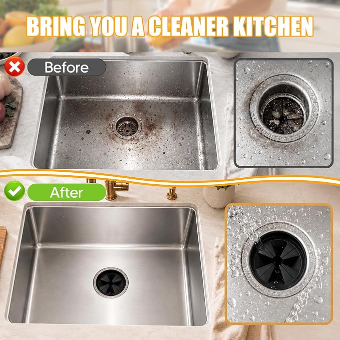 3 3/8" Garbage Disposal Splash Guard Replacement for InSinkErator Evolution | QCB-AM rubber Drain Insert, Sink Baffle, Garbage Disposer Accessories, Upgraded Removable Quiet Collar Drain Plugs, Black