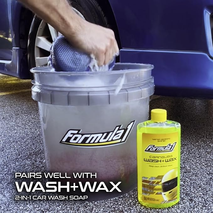 Formula 1 Super Car Wash Sponge, Two-Sided Microfiber with Mesh Scrubber | Scratch-Free Cleaning, Excellent Suds Retention, Ergonomic Grip, Durable & Long-Lasting Design