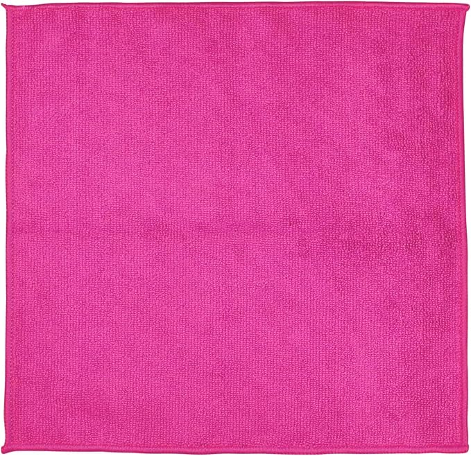 1- Piece Microfiber Cleaning Cloth, Reusable, Pink, 11.8 x 11.8 in | Cleaning Rags, Highly Absorbent Microfiber Towels for Home and Kitchen, Car, Bathroom
