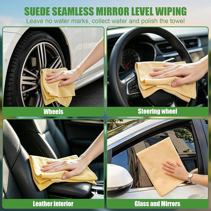 4PCS Microfiber Cleaning Cloth - Premium Microfiber Towels & Chamois Cloth