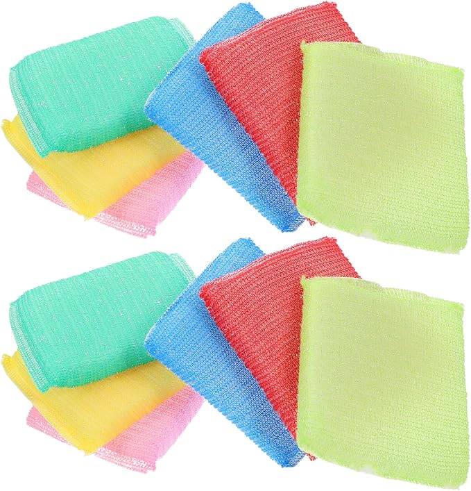 12Pcs Scrub Sponge Kitchen Scouring Pad Dish Sponges Cleaning | Flexible Nylon Sponge Set, Scratch Free Design, Reusable 12 Piece Pack, for Dishes and Hard Surfaces