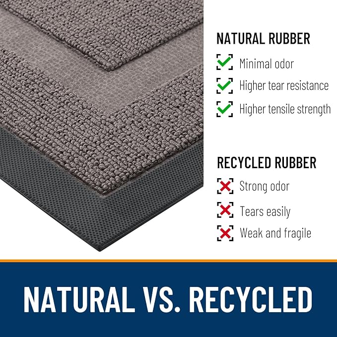 OLANLY Front Door Mat Outside 71x23, All-Season Heavy-Duty Rubber Doormat | Taupe, Absorbent, Stain and Fade Resistant, Waterproof Non-Slip Backing, Low-Profile Indoor Outdoor Floor Mat for Entryway